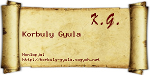 Korbuly Gyula névjegykártya